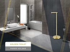 Gold Toilet Paper Holder Stand – Freestanding Bathroom Tissue Holder with Stora