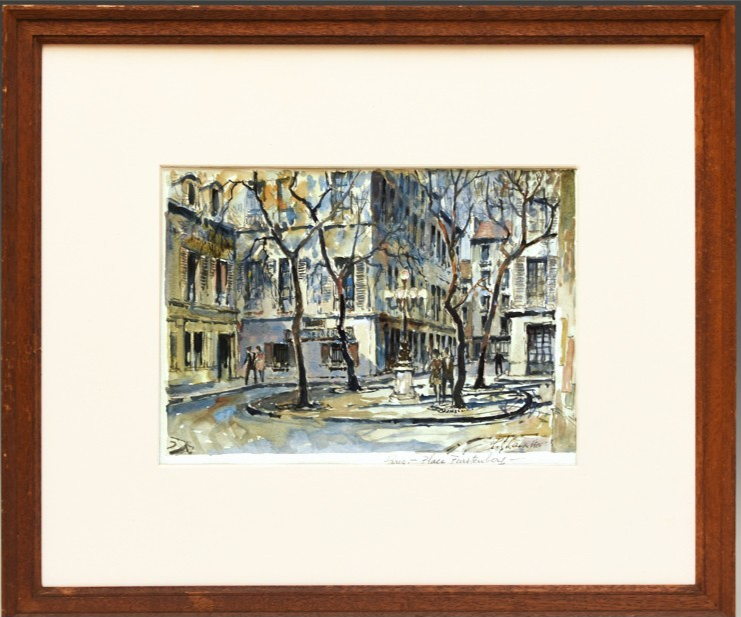 Pierre Cambier Paris Place Furstemberg Watercolor French Street