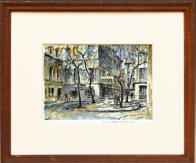 Pierre Cambier Paris Place Furstemberg Watercolor French Street
