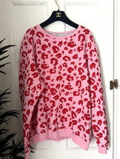 Scamp  Dude UK 3XL Pink and Red Leopard Print Long Sleeve Sweater