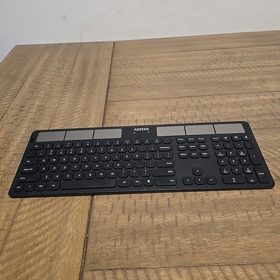 Arteck HW126  Wireless Solar Keyboard Full Sized NO RECEIVER Dongle Untested