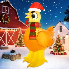 6FT Christmas Inflatables Chicken Outdoor Decorations Farm Animal Funny Blow Up