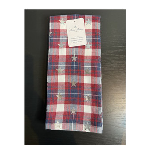 Brooks Brothers Plaid Stars Kitchen/Tea Towels Set of 2 18x28 Cotton/Bamboo