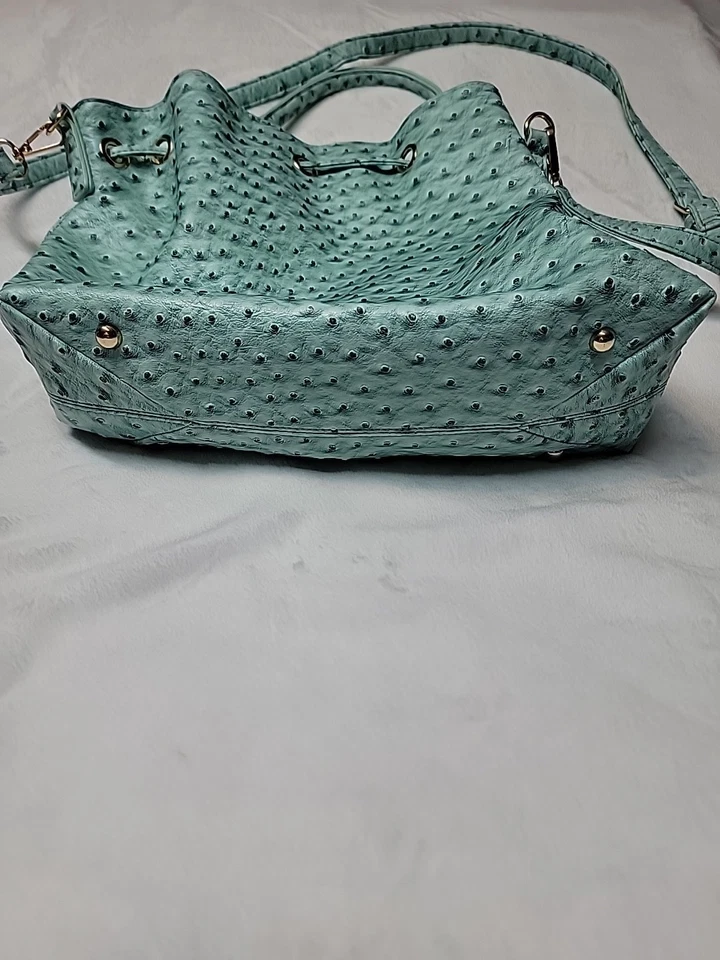 Bolso de Hombro Cartera Estampado de Reptiles Imitación Verde Como Nuevo Cato Excelente Estado Foto 4 de 4