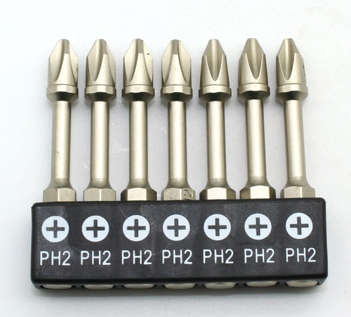 TMAX 7-tlg. 2" (50mm) PH2 Schraubendreher Bit Set S2 Stahl hohes Drehmoment mit 1/4" Schaft - Bild 1 von 3