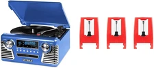50'S Retro Bluetooth 3-Speed Turntable, CD Player, AM/FM Radio Bundle with 3 Pac