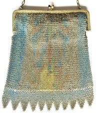 ANTIQUE ART DECO MESH PURSE FLAPPER HANDBAG MADE IN GERMANY WITH ONYX CLOSURE