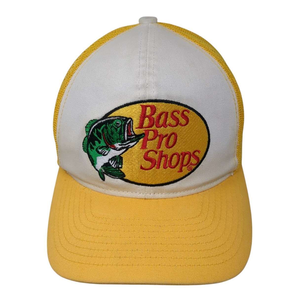 Bass Pro Shops Snapback Trucker Hat Yellow OS Adjustable Mesh Back