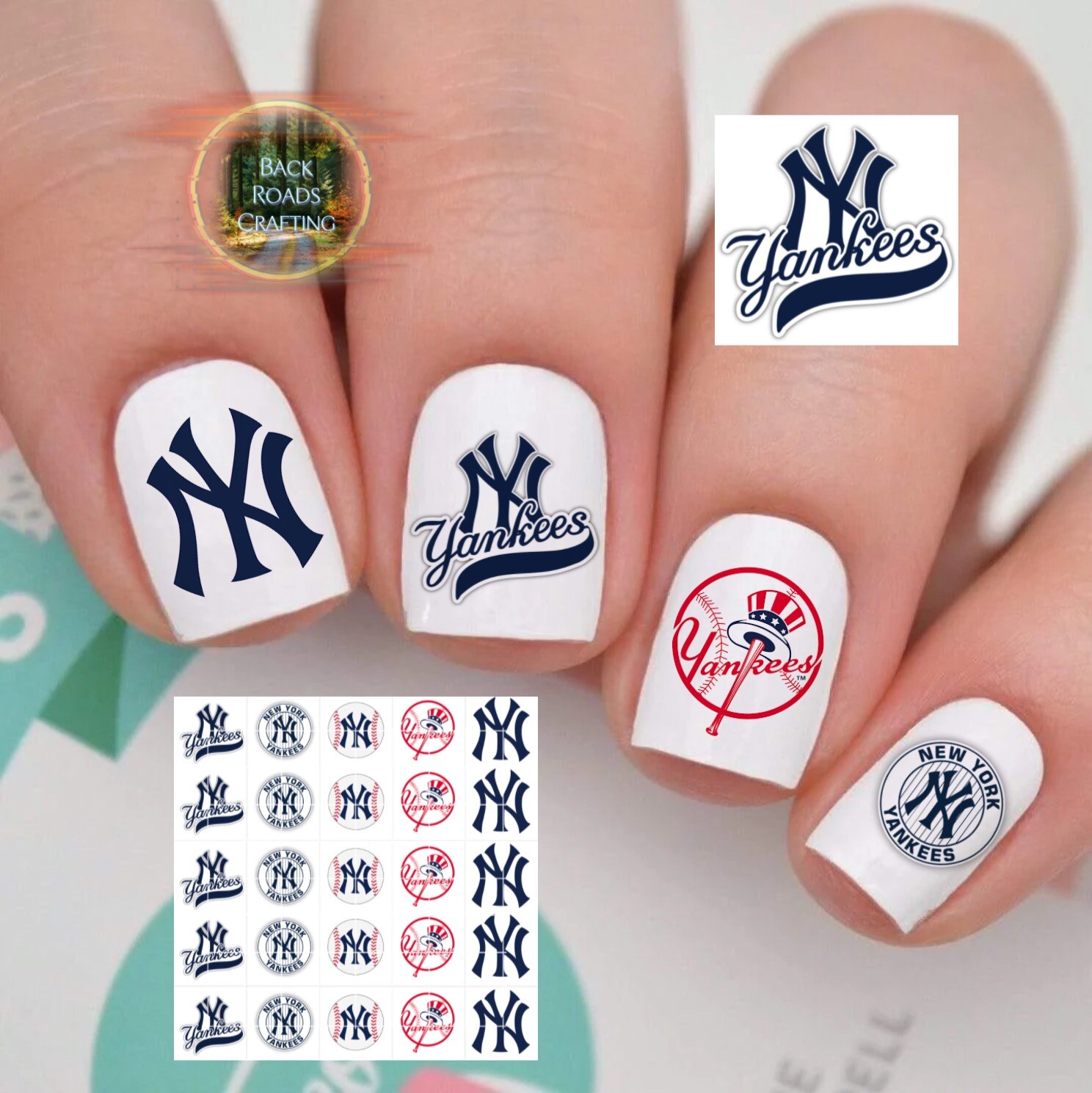 New York Yankees Baseball Waterslide Nail Art Decals Set Of 50  Instructions