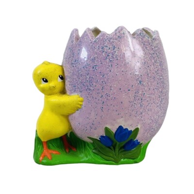 Kitschy 70s Easter Egg Chick Kawaii VTG Planter Hatching Ceramic Jellybean Bowl