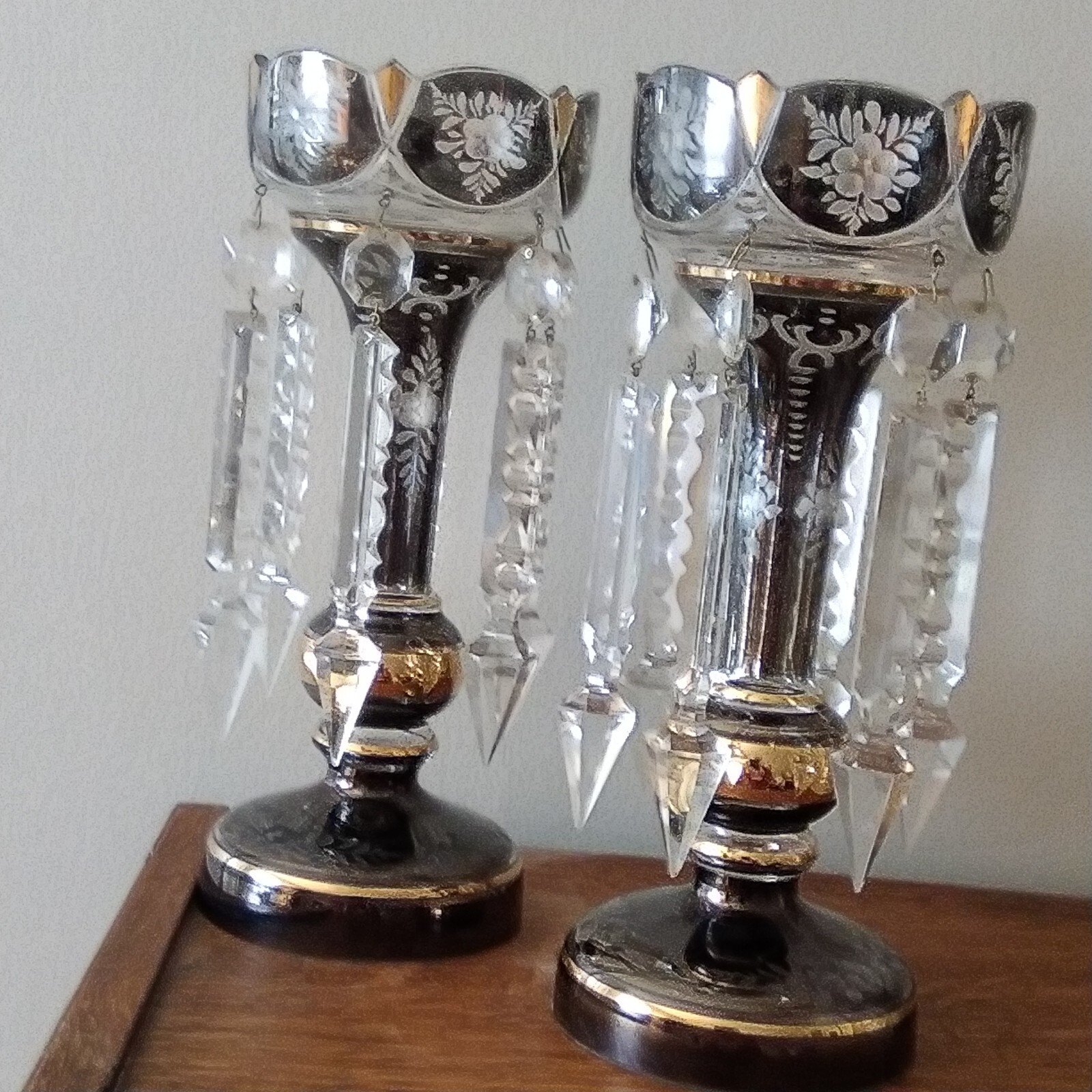 antique victorian Mantel lusters Crystal Set eBay