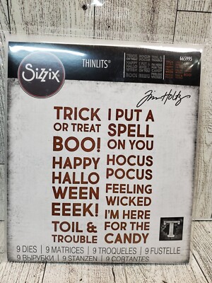 TH2 Bold Text Halloween Sizzix Thinlits Metal 9pc Die Set Tim Holtz 665995 NEW