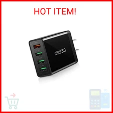 Fast Charging 3.0 Wall Charger, 4-Ports USB Charger Block, iSeekerKit Multi USB 