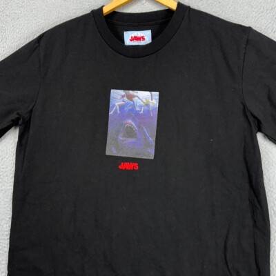 Jaws T-Shirt Adult Large Black Graphic Print Crew Neck Short Sleeve Tee Mens