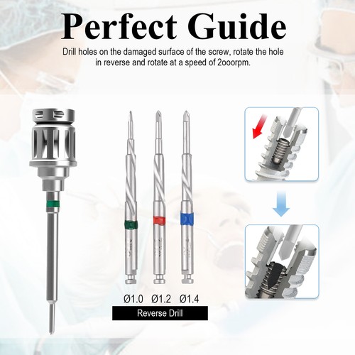 Kit universal para quitar tornillos de implante dental herramienta para quitar tornillos rotos fracturados - Imagen 9 de 24