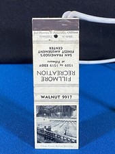 Fillmore Recreation Bowling Alley San Francisco CA VTG Matchbook Cover Lt#19