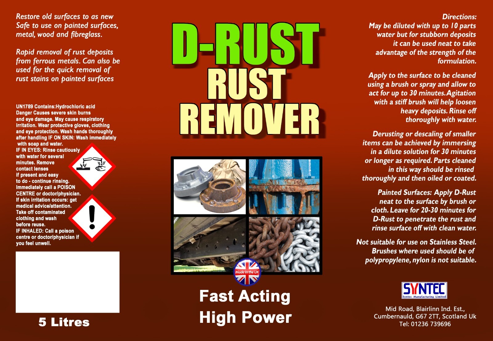 D-RUST CHEMICAL RUST REMOVER FAST ACTING HIGH POWER 5LT | eBay UK
