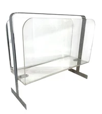 Vintage MCM Milo Baughman Style Lucite & Chrome Magazine Rack