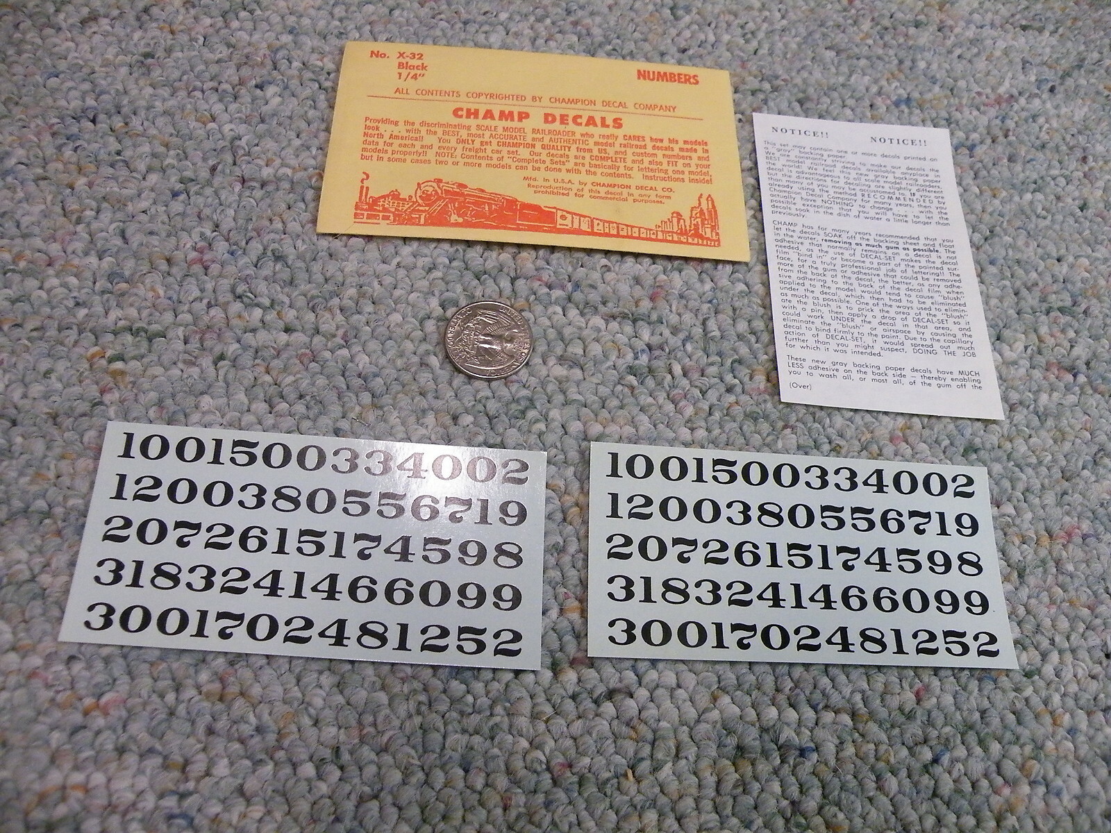 Champ decals HO Numbers X-32 black 1/4