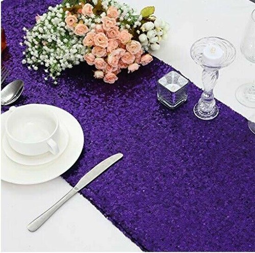 Tessuto Paillettes Viola 3mm Sparkly Bling Materiale 2W Elasticizzato 130cm Larghezza Metri - Foto 4 di 4