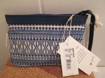 TIGERLILY MIMI travel pouch, Atlantic Loom, boho, cotton, leather trim BNWT - image 1 of 4
