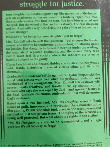 mrs R’s Daughter 1983 BETA CLAMSHELL Warner home video Betamax not VHS horror - Picture 3 of 7