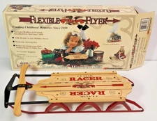 Flexible Flyer Miniature Sled Classic Racer Wood Metal Roadmaster 16" toy size