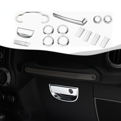 14 PCS Interior Decoration Dash Trim Kit For Jeep Wrangler JK JKU 2007-10 Chrome