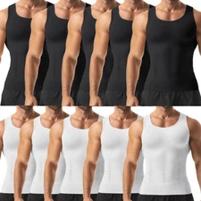4 Pack Men Compression Shirt Slim Body Shaper Vest Tummy Control Shapewear Tops