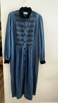 coldwater creek denim dress Vintage Velvet Trim Smocked Size petite large Tencel HaiMao Women's Wedge Shoes collection_sleeved-knit-midi-dresses Our lightweight mesh dress Color:Med Wash Denim