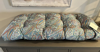 Ralph Lauren Indoor Outdoor Bench Decorative Cushion PAISLEY, Patio Tufted NEW