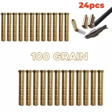 100 Grain Archery Arrow Brass Insert 24 Packs for .244/ 6.2mm Carbon Arrows US