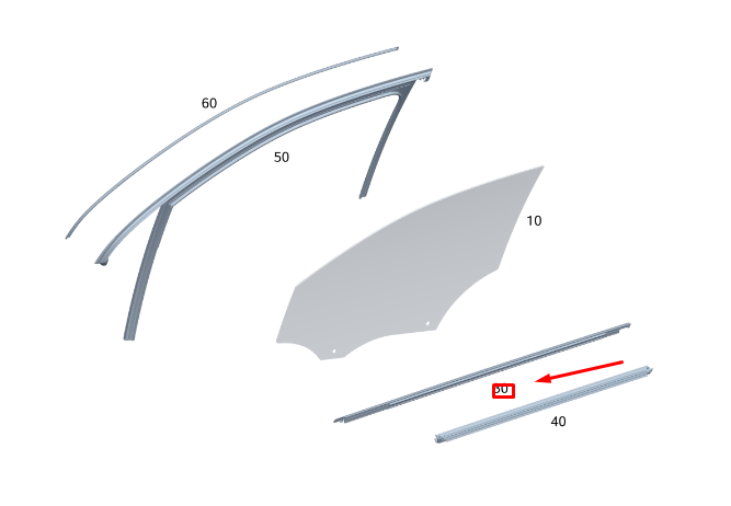 Neu MB GLA H247 Türfenster-Außendichtungsschiene vorne rechts LHD A2477252201