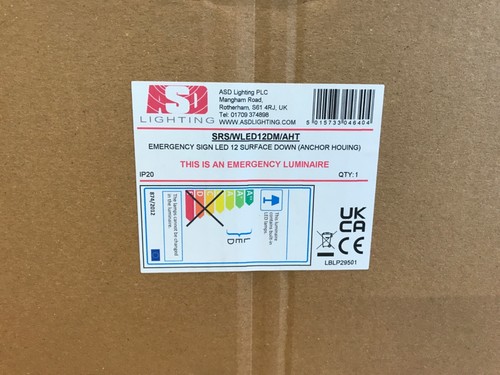 ASD Lighting SRS/WLED12DM/AHT Safe Route Emergency 12 LED IP20 DOWN Arrow (143) - Picture 3 of 3