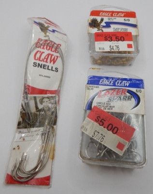 40 Eagle Claw  Circle Sea hooks 6/0  12 Plain Shank 5/0 5 Snells 6/0