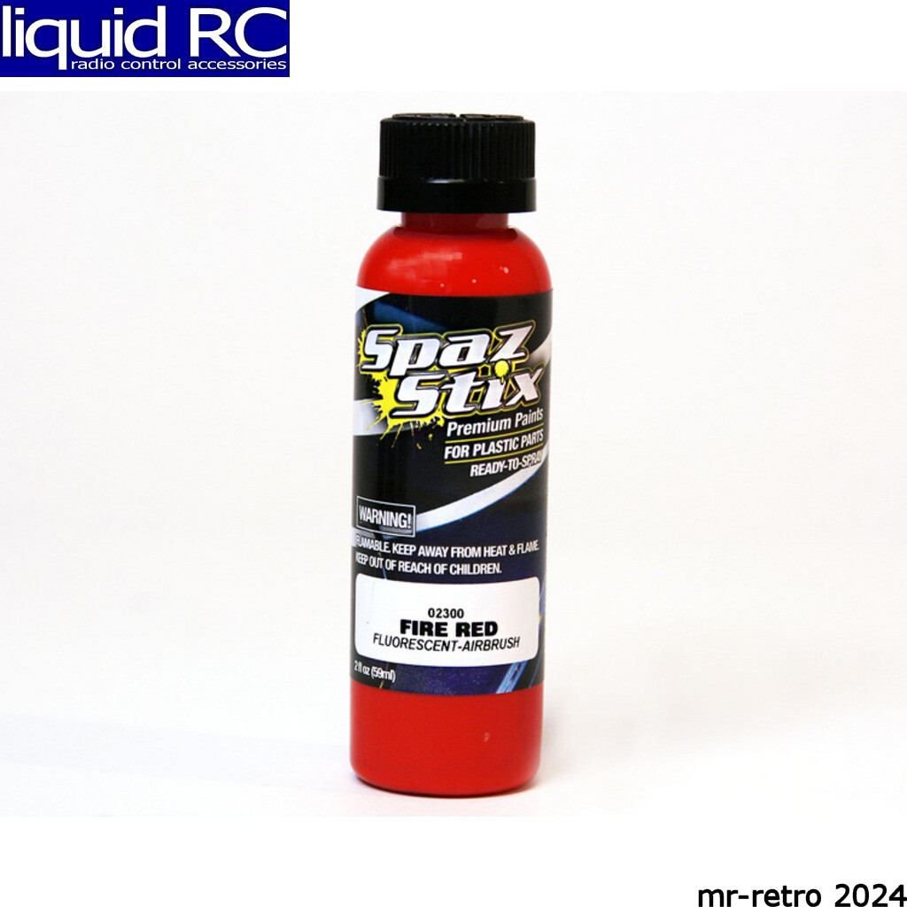 Spaz Stix 02300 Fire Red Fluorescent Airbrush Ready Paint 2oz