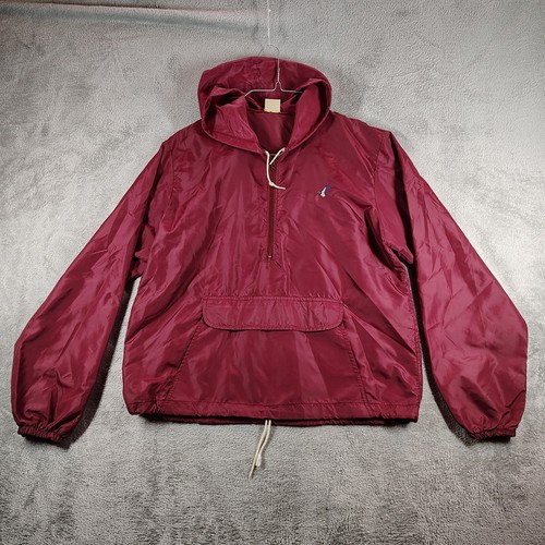 Vintage Flying Scotsman Windbreaker Full Zip Jacket Large Red Hooded Pocket USA