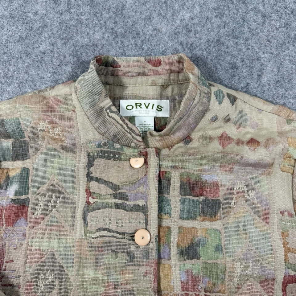 Orvis Quilted Tapestry Button Down Jacket Women's Sz Medium Abstract Multicolors - Image 3 of 4