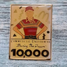 McDonald's Crew Employee Pin - Commercial Uniform 1988 Sharing the Dream 10,000