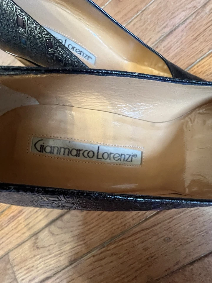 Tacones detallados de cuero Gianmarco Lorenzi hechos en Italia Foto 4 de 4