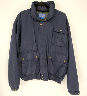 Pendleton Jacket Mens XL Navy 3M Thinsulate Hooded Insulated Zip Snap Pockets