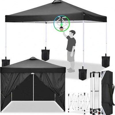 10x10 Pop Up Canopy Tent with 4 Removable Sidewalls，One Push Setup Waterproof