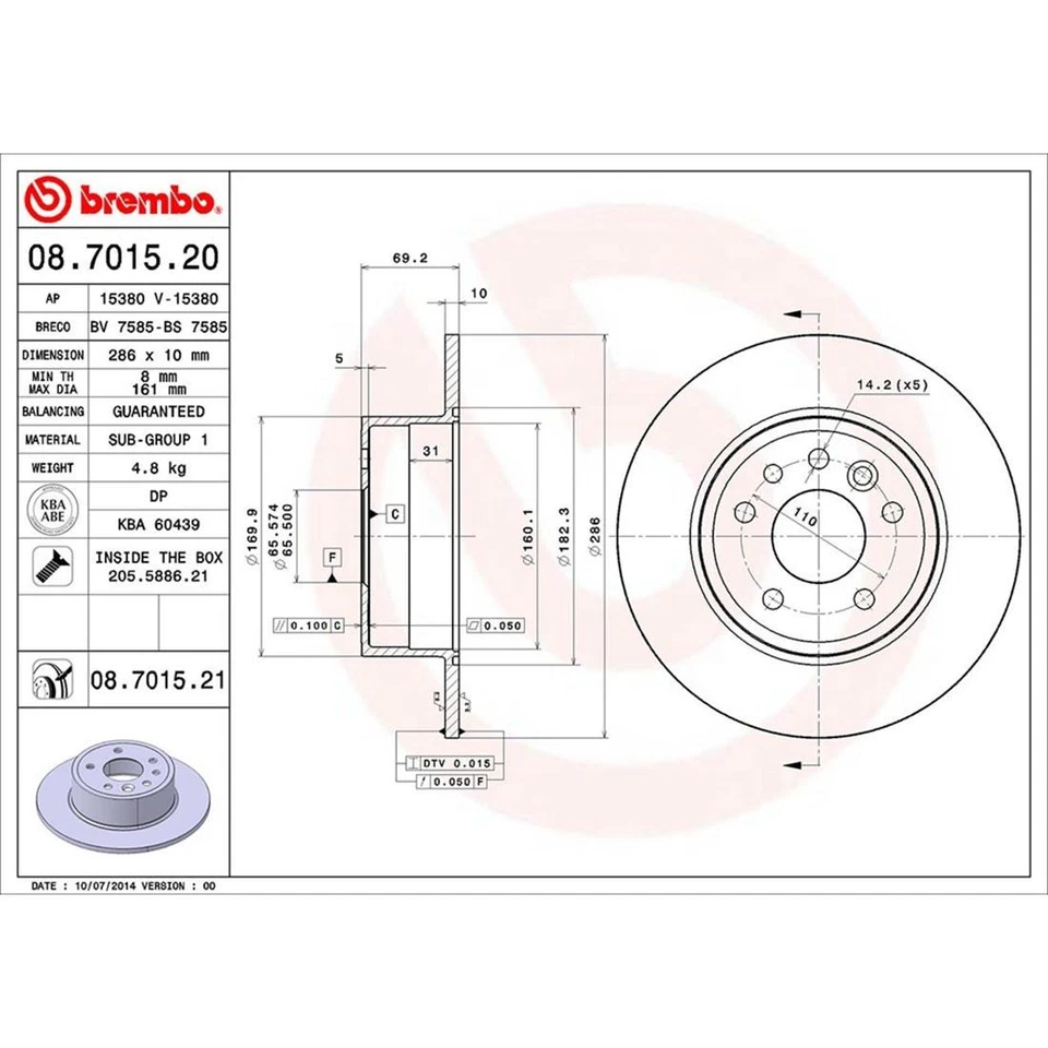 Kit de frenos traseros Brembo rotores de freno pastillas de cerámica para Saab 9-3 900 Saturn L100 LS2 Foto 4 de 4