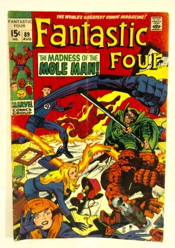 vintage 1969 Fantastic Four #89, Marvel Comics - Mole Man Madness