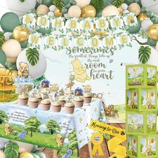 132pcs Classic Winnie Baby Shower Decorations Kit, All-in-1 Vintage Winnie Pa...