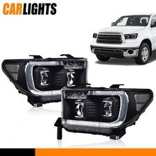 Fits 07-13 Tundra / 08-17 Sequoia LED Projector Black Headlights Clear/White