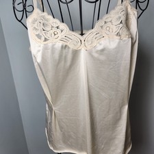 Vintage Vanity Fair Lace Camisole Ivory Nylon Slip Top Size 36 USA Made