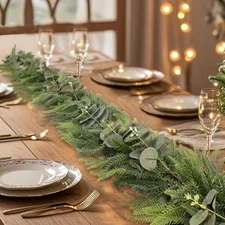 6ft Real Touch Christmas Garland with Eucalyptus and Norfolk Pine – Artificial 