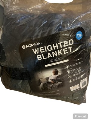Altavida Weighted Blanket 12 Lb Ultra Plush Mink New 48  x 72  Gray