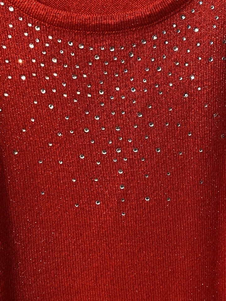 Suéter para mujer LAURA SCOTT talla 1X lentejuelas rojas manga larga 1 pieza suéter Foto 2 de 4
